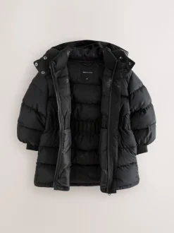 smALLSAINTS Black Waisted Longline Padded Coat