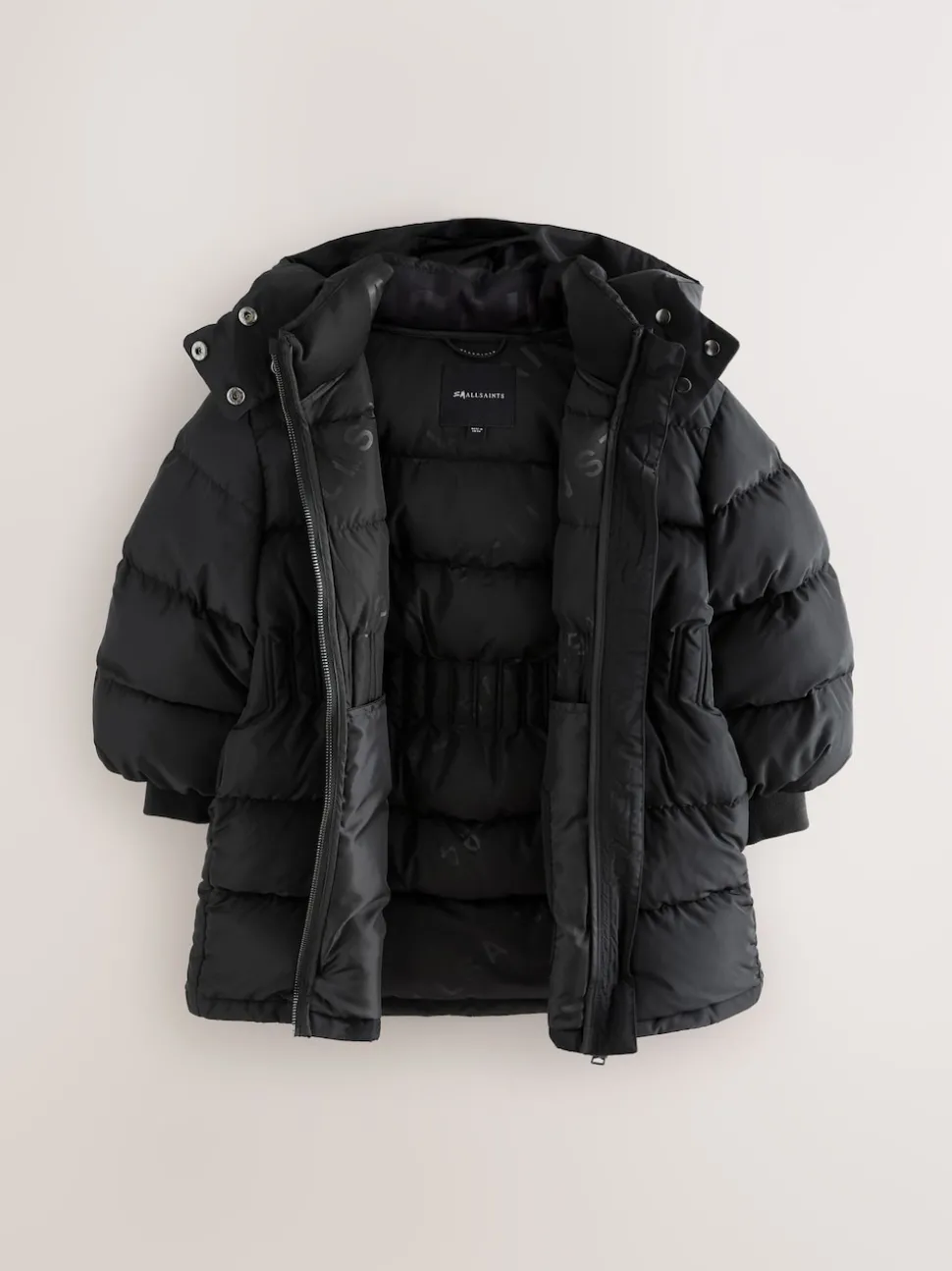 smALLSAINTS Black Waisted Longline Padded Coat