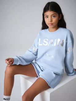 smALLSAINTS Blue Biggy Sweatshirt and Sweat Shorts Set