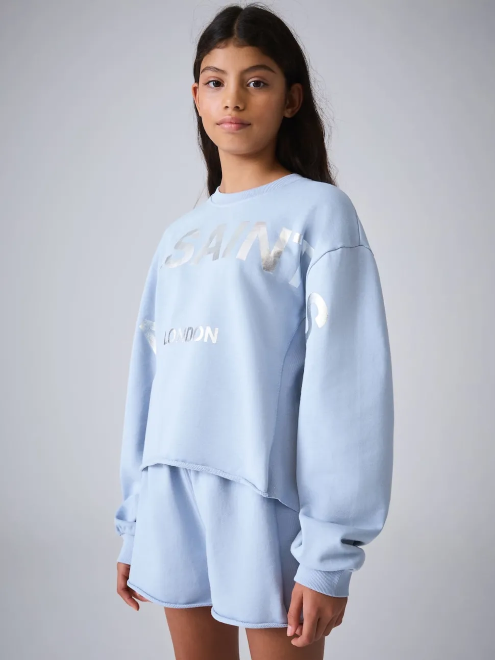 smALLSAINTS Blue Biggy Sweatshirt and Sweat Shorts Set