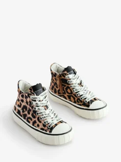 smALLSAINTS Brown Leopard Print High Top Trainers