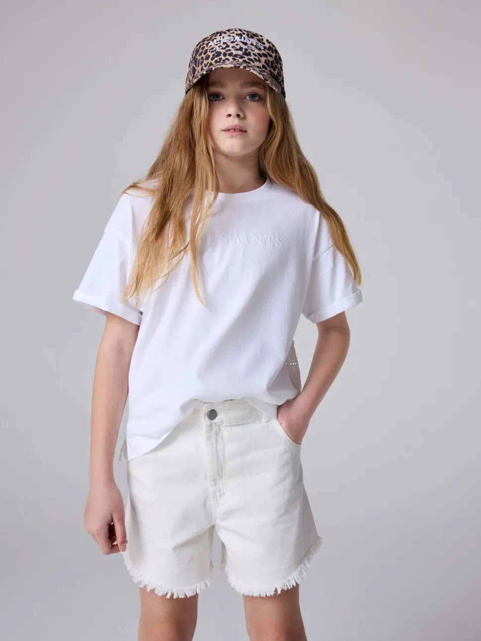 smALLSAINTS Chalk White Astrid High Waisted Denim Shorts