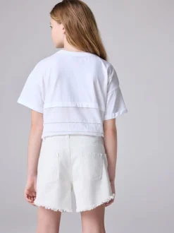 smALLSAINTS Chalk White Astrid High Waisted Denim Shorts