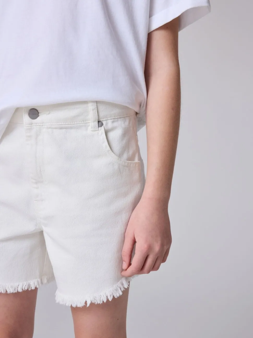 smALLSAINTS Chalk White Astrid High Waisted Denim Shorts