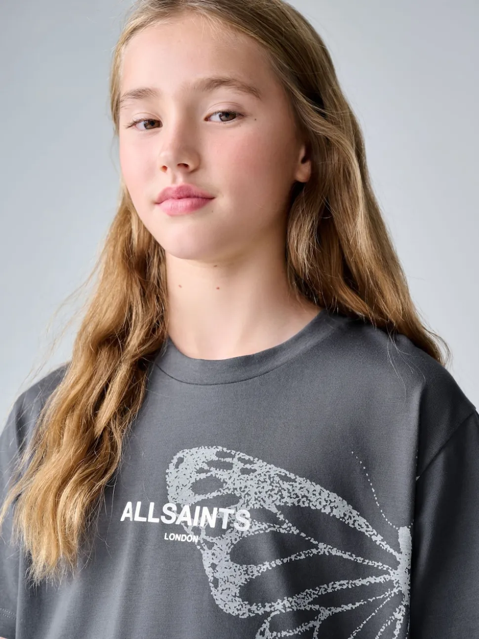 smALLSAINTS Charcoal Grey Asymmetric Hem Crew Neck Cotton T-Shirt