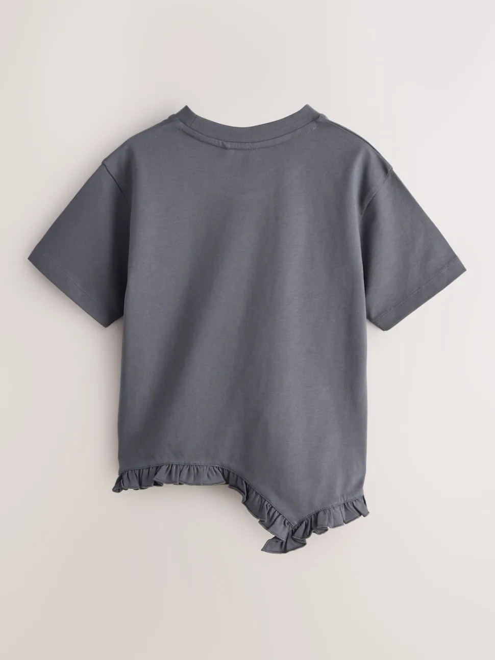 smALLSAINTS Charcoal Grey Asymmetric Hem Crew Neck Cotton T-Shirt