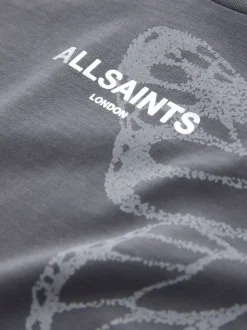 smALLSAINTS Charcoal Grey Asymmetric Hem Crew Neck Cotton T-Shirt