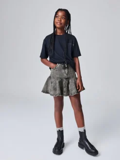 smALLSAINTS Charcoal Grey Godet Denim Skirt
