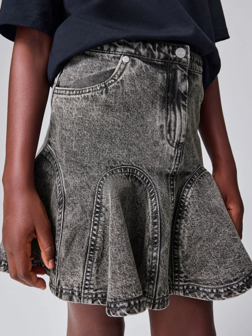 smALLSAINTS Charcoal Grey Godet Denim Skirt