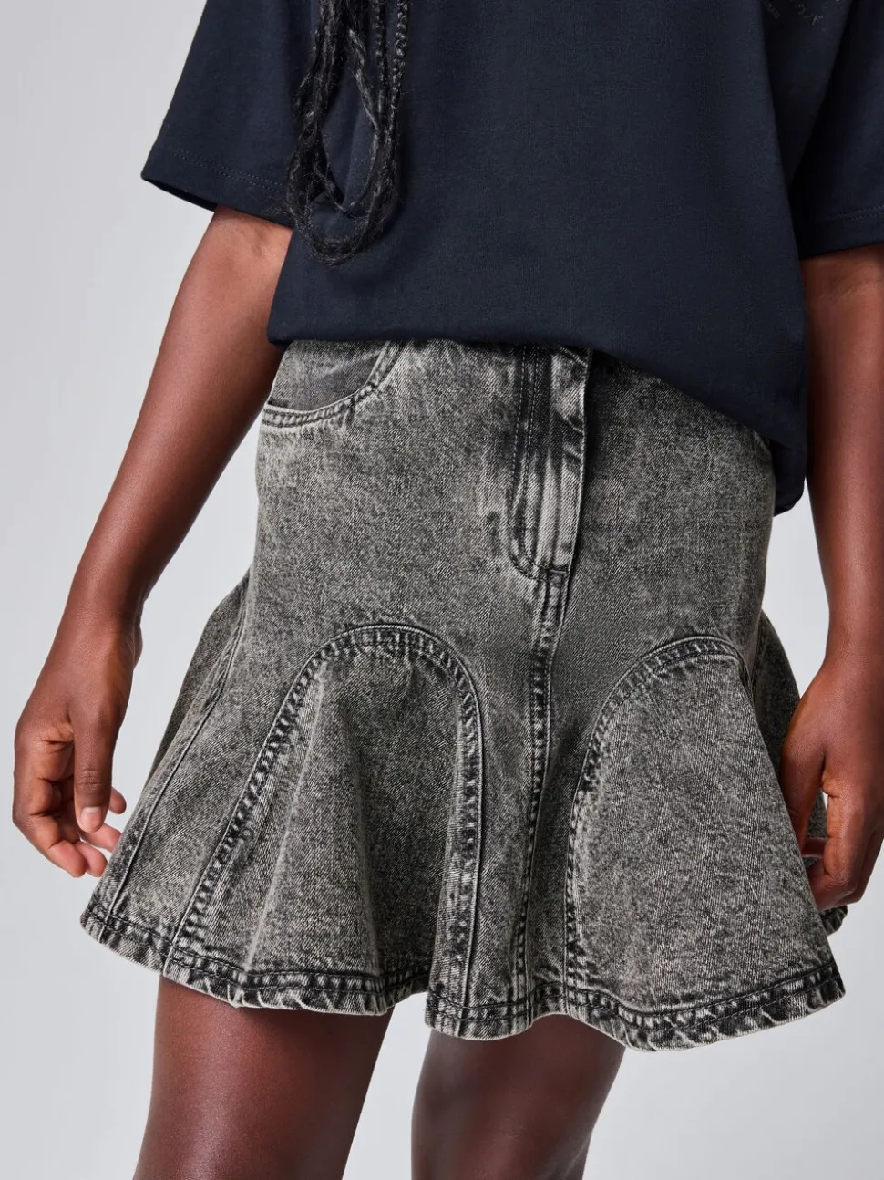 smALLSAINTS Charcoal Grey Godet Denim Skirt