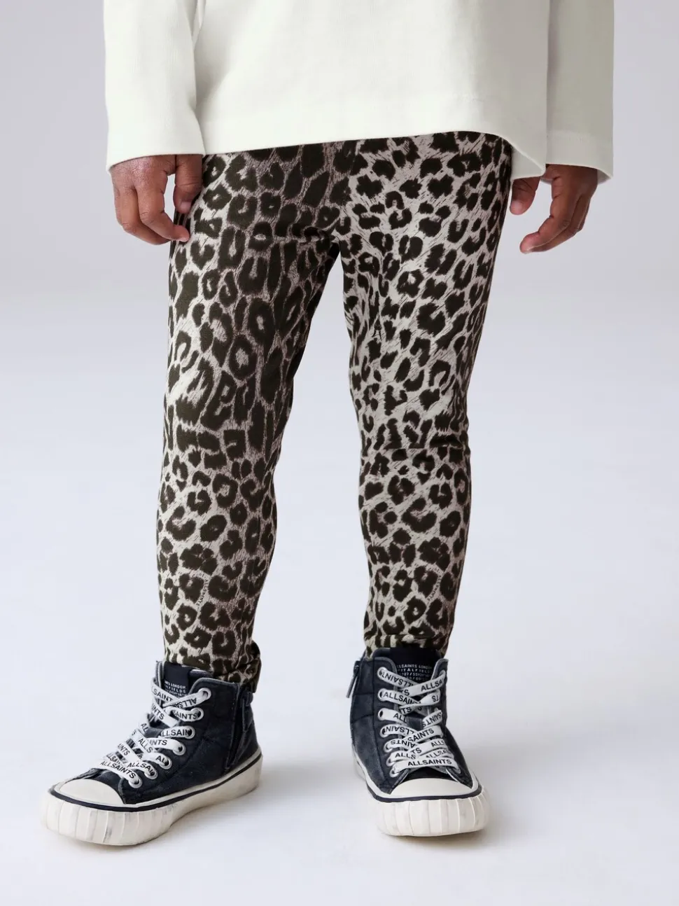 smALLSAINTS Grey Leopard Orlando Long Sleeve T-Shirt and Leggings Younger Girls Set