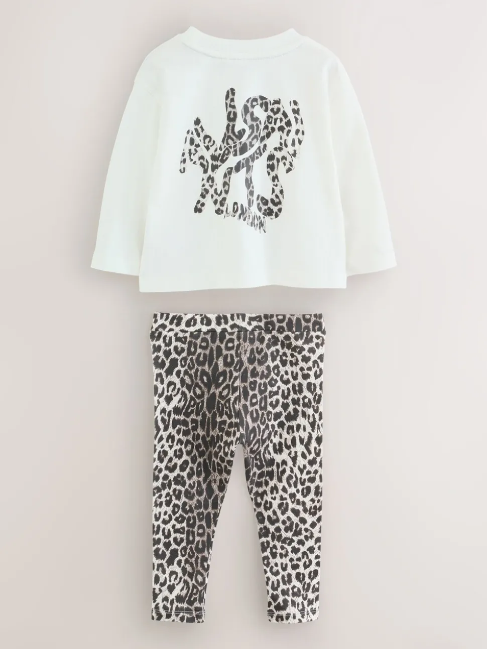 smALLSAINTS Grey Leopard Orlando Long Sleeve T-Shirt and Leggings Younger Girls Set