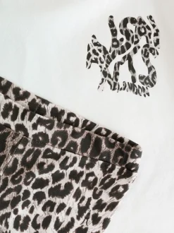 smALLSAINTS Grey Leopard Orlando Long Sleeve T-Shirt and Leggings Younger Girls Set