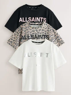 smALLSAINTS Leopard/Black Oversized Girls Logo T-Shirts 3 Pack