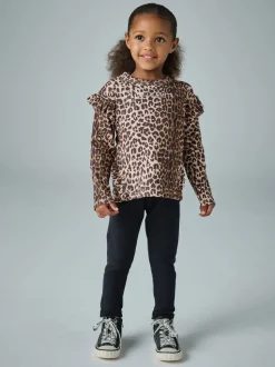 smALLSAINTS Leopard Frill Long Sleeve T-Shirt and Legging Younger Girls Set