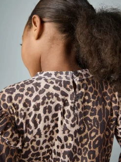 smALLSAINTS Leopard Frill Long Sleeve T-Shirt and Legging Younger Girls Set
