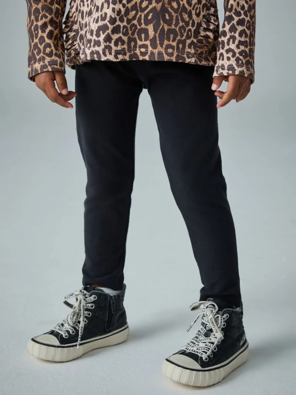 smALLSAINTS Leopard Frill Long Sleeve T-Shirt and Legging Younger Girls Set