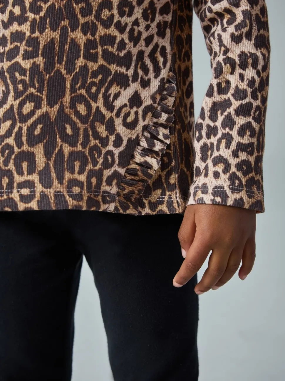smALLSAINTS Leopard Frill Long Sleeve T-Shirt and Legging Younger Girls Set