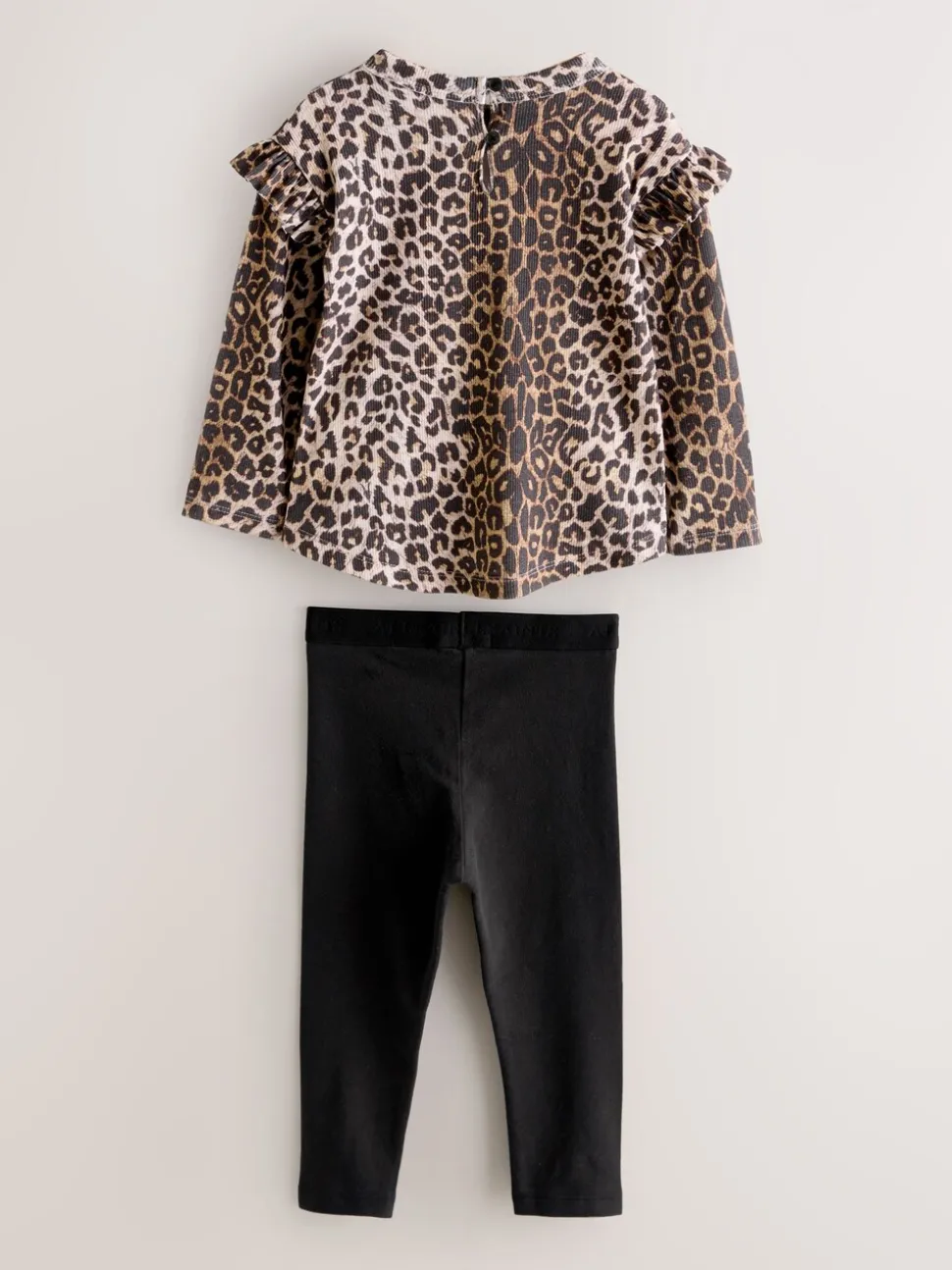 smALLSAINTS Leopard Frill Long Sleeve T-Shirt and Legging Younger Girls Set