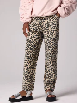 smALLSAINTS Leopard Girls Barrel Leg 100% Cotton Denim Jeans