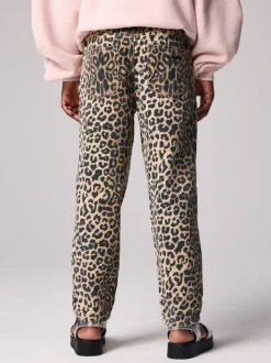 smALLSAINTS Leopard Girls Barrel Leg 100% Cotton Denim Jeans