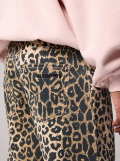 smALLSAINTS Leopard Girls Barrel Leg 100% Cotton Denim Jeans
