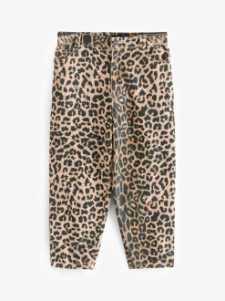 smALLSAINTS Leopard Girls Barrel Leg 100% Cotton Denim Jeans