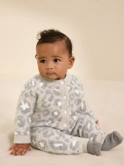 smALLSAINTS Leopard Knitted Top and Joggers Baby Girls Set