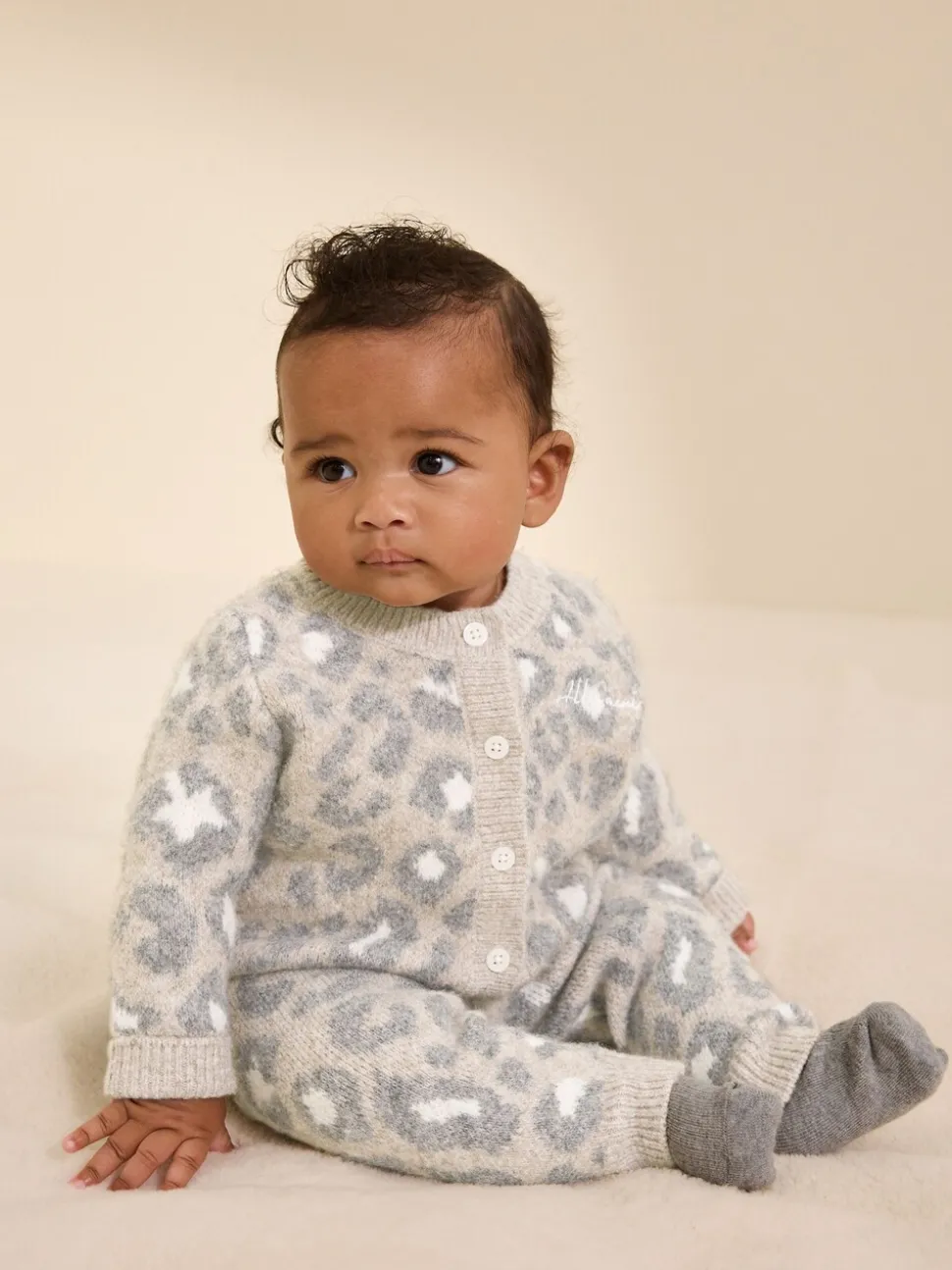 smALLSAINTS Leopard Knitted Top and Joggers Baby Girls Set