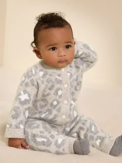 smALLSAINTS Leopard Knitted Top and Joggers Baby Girls Set