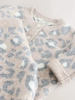 smALLSAINTS Leopard Knitted Top and Joggers Baby Girls Set