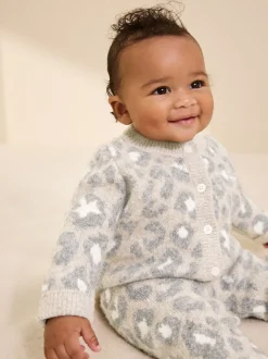 smALLSAINTS Leopard Knitted Top and Joggers Baby Girls Set