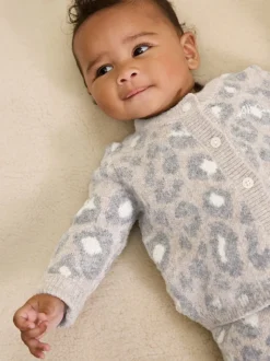 smALLSAINTS Leopard Knitted Top and Joggers Baby Girls Set