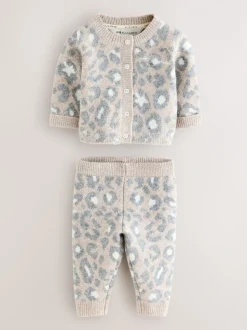 smALLSAINTS Leopard Knitted Top and Joggers Baby Girls Set