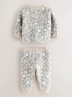 smALLSAINTS Leopard Knitted Top and Joggers Baby Girls Set
