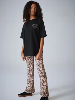smALLSAINTS Leopard Lover Oversized T-Shirt and Flared Leggings Set