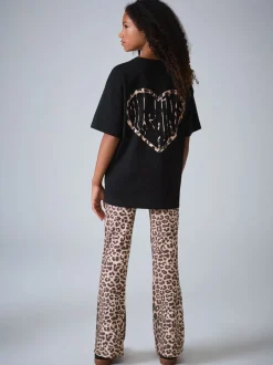 smALLSAINTS Leopard Lover Oversized T-Shirt and Flared Leggings Set