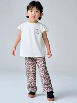 smALLSAINTS Leopard Lover T-Shirt and Wide Leg Leggings Set