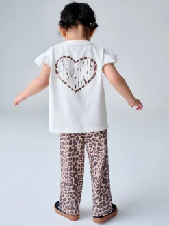 smALLSAINTS Leopard Lover T-Shirt and Wide Leg Leggings Set
