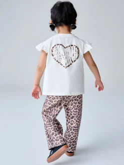 smALLSAINTS Leopard Lover T-Shirt and Wide Leg Leggings Set