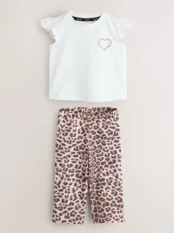 smALLSAINTS Leopard Lover T-Shirt and Wide Leg Leggings Set