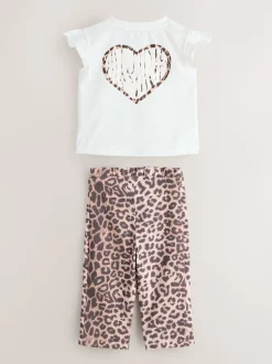 smALLSAINTS Leopard Lover T-Shirt and Wide Leg Leggings Set