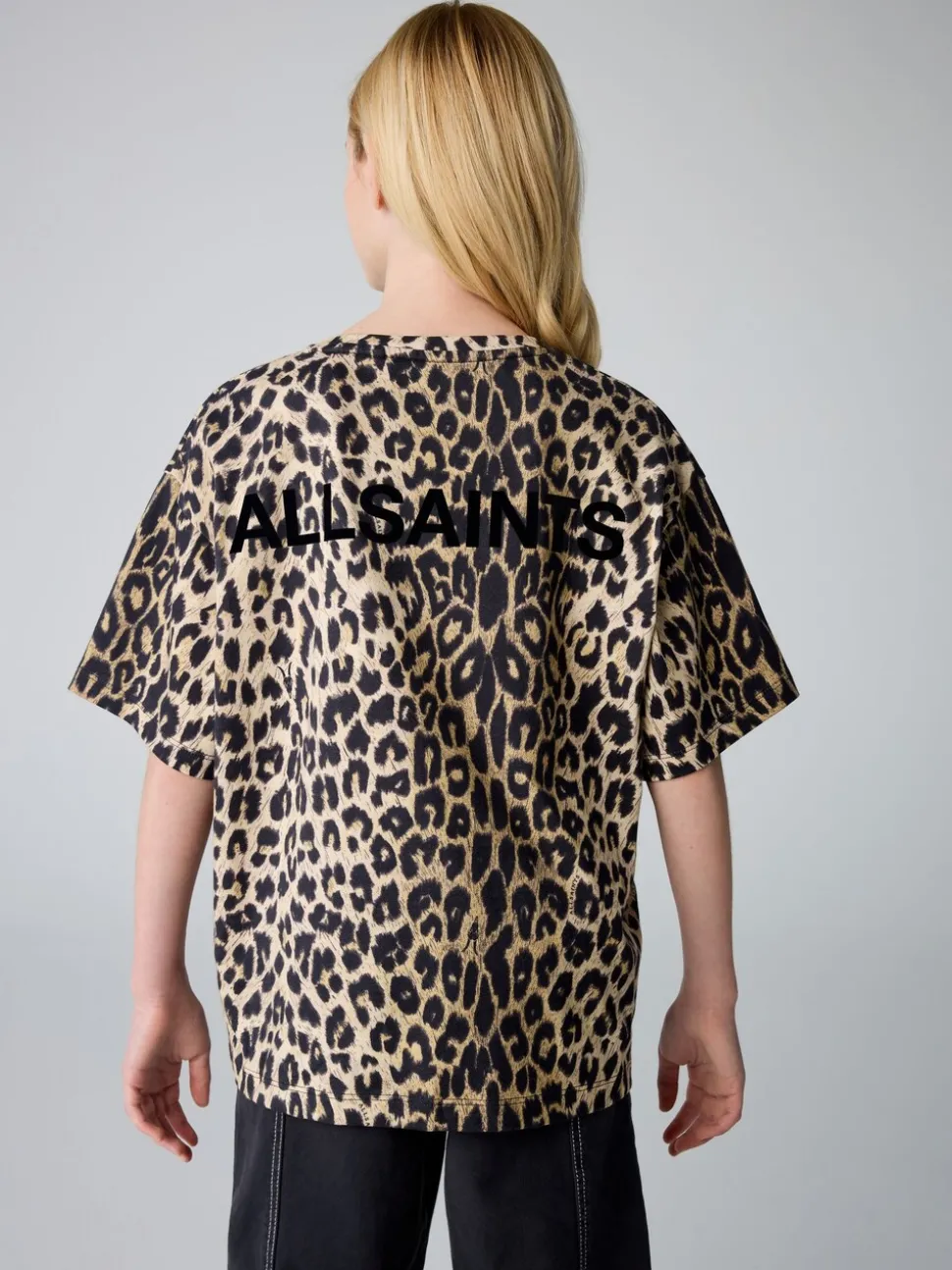 smALLSAINTS Leopard Oversized Girls Crew 100% Cotton T-Shirt