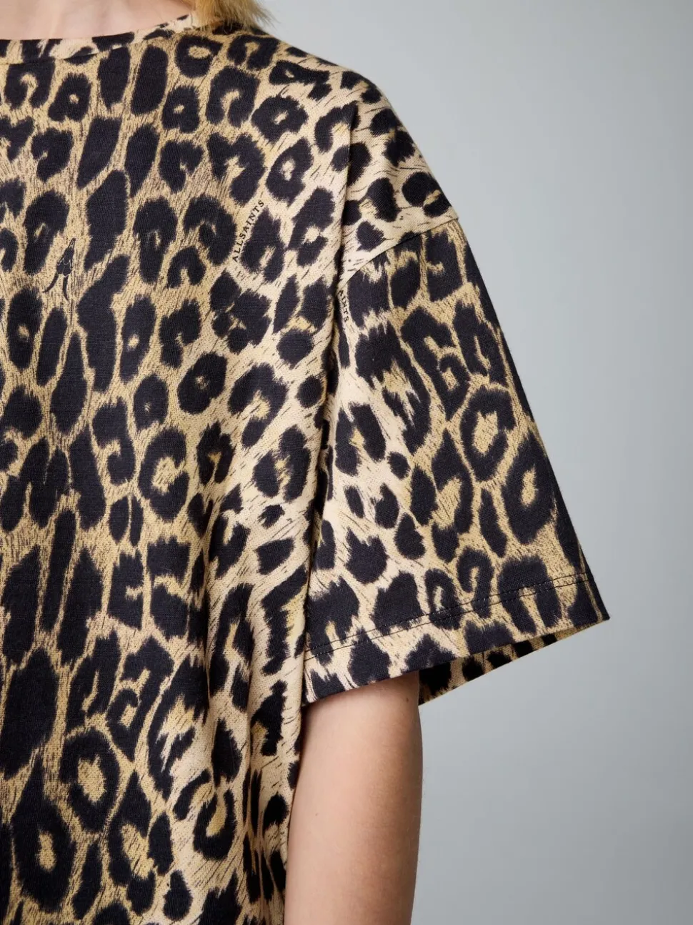 smALLSAINTS Leopard Oversized Girls Crew 100% Cotton T-Shirt