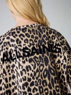 smALLSAINTS Leopard Oversized Girls Crew 100% Cotton T-Shirt