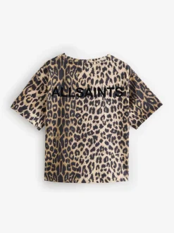 smALLSAINTS Leopard Oversized Girls Crew 100% Cotton T-Shirt