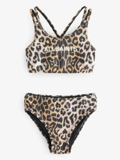 smALLSAINTS Leopard Print Logo Strappy Top Bikini Set