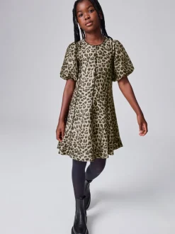 smALLSAINTS Leopard Puffed Sleeve Dress