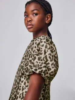 smALLSAINTS Leopard Puffed Sleeve Dress