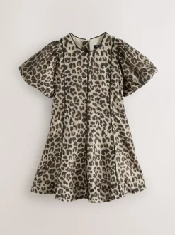 smALLSAINTS Leopard Puffed Sleeve Dress